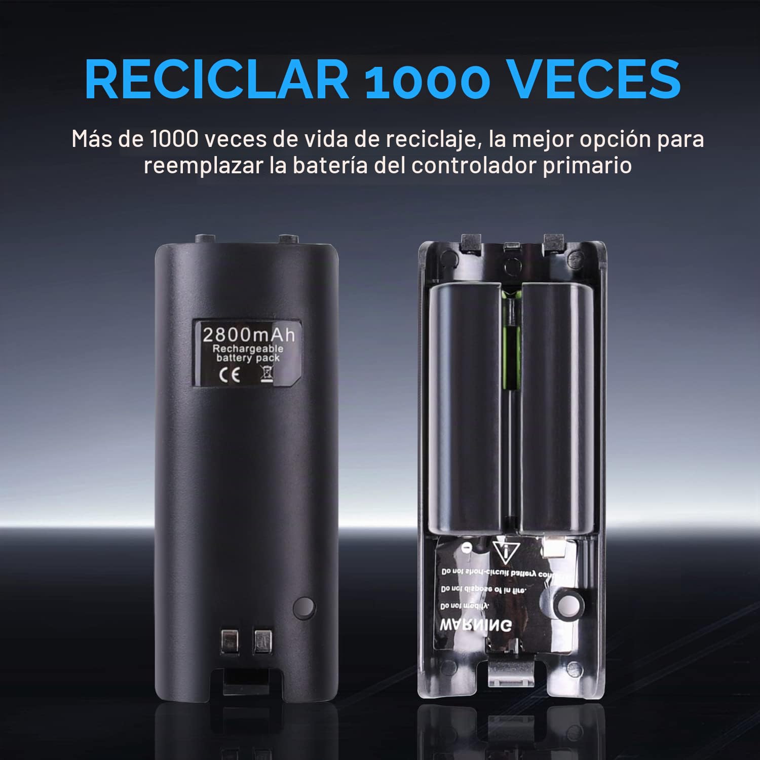 TechKen - Cargador para Mando de Wii con 4 baterías Recargables, Cargador Wiimote para Wii y Soporte de Carga de Wii con 4 Pilas de 2800 mAh para Mando a Distancia de Wii