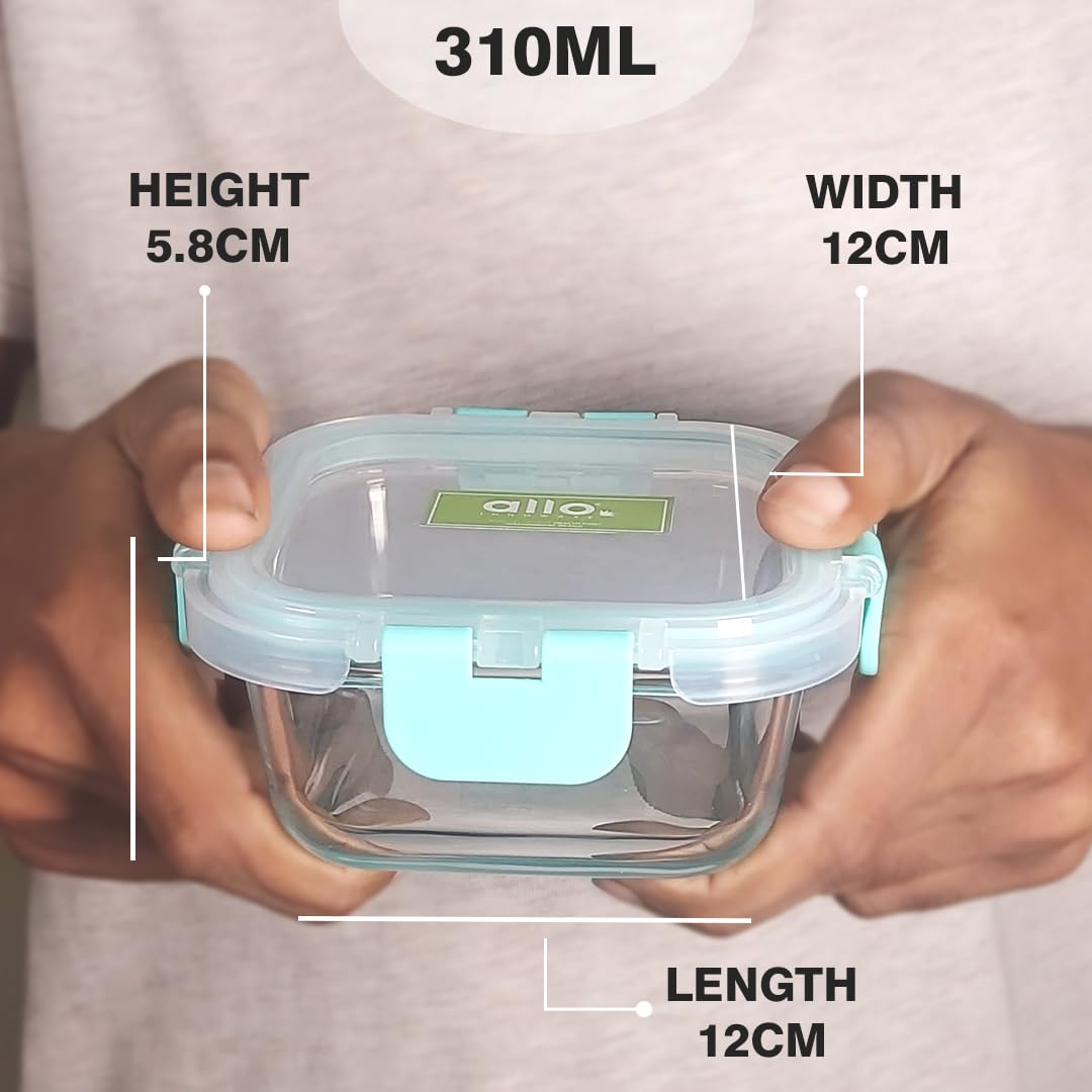 Allo Recipientes de vidrio FoodSafe con tapas para oficina, recipientes aptos para microondas, recipientes de vidrio de borosilicato para preparación de comidas para cocina, a prueba de fugas, juego