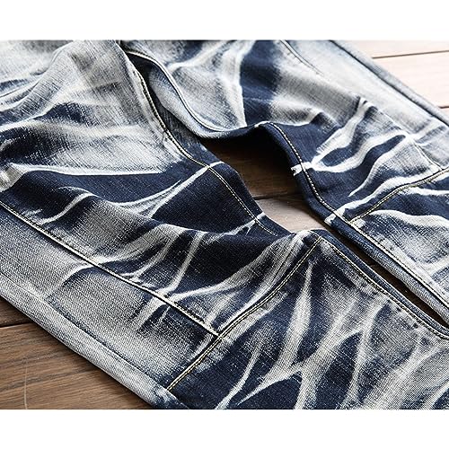 Men's Slim Fit Denim Pants Casual Classic Vintage Straight Fit Jeans Tapered Leg Hip Hop Fashion Jeans4