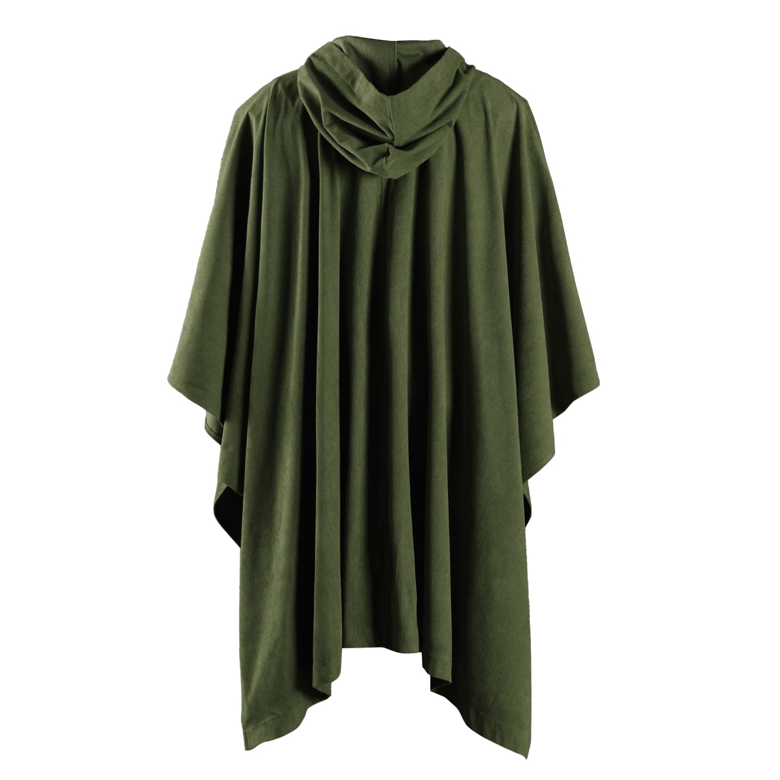 HiiFeuer Medieval Corduroy Hooded Cloak with Adjustable Brooch, Fantasy Poncho Renaissance Costume Cape Ren Faire Cosplay (Green) - Image 3