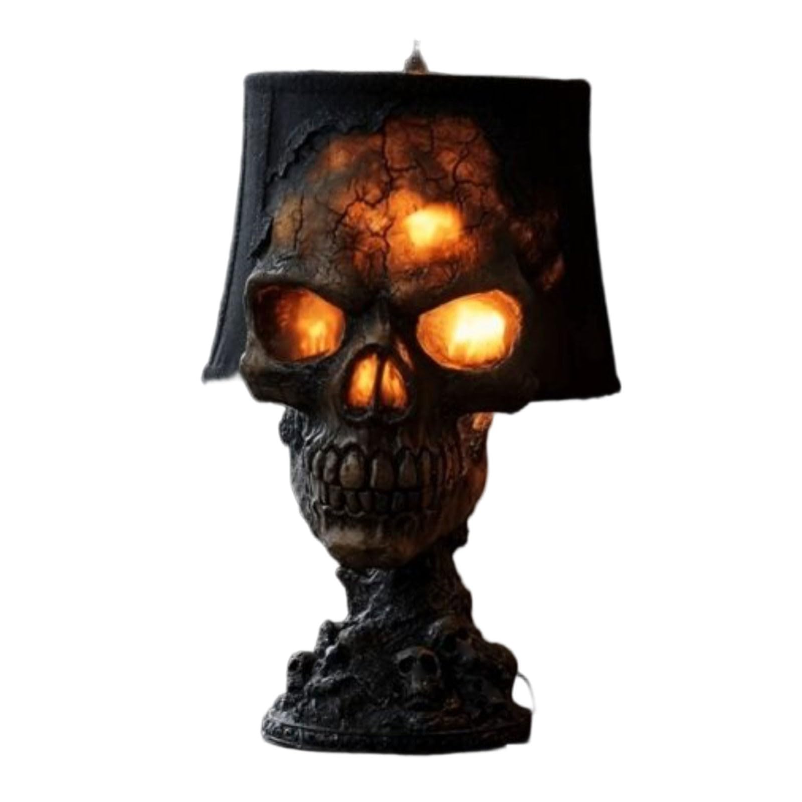 Halloween Skull Statue Desk Lamp - Gothic Lava Effect Led Light, Resin Horror Decor for Home, Pub & Halloween Party, Creepy Night Ambience