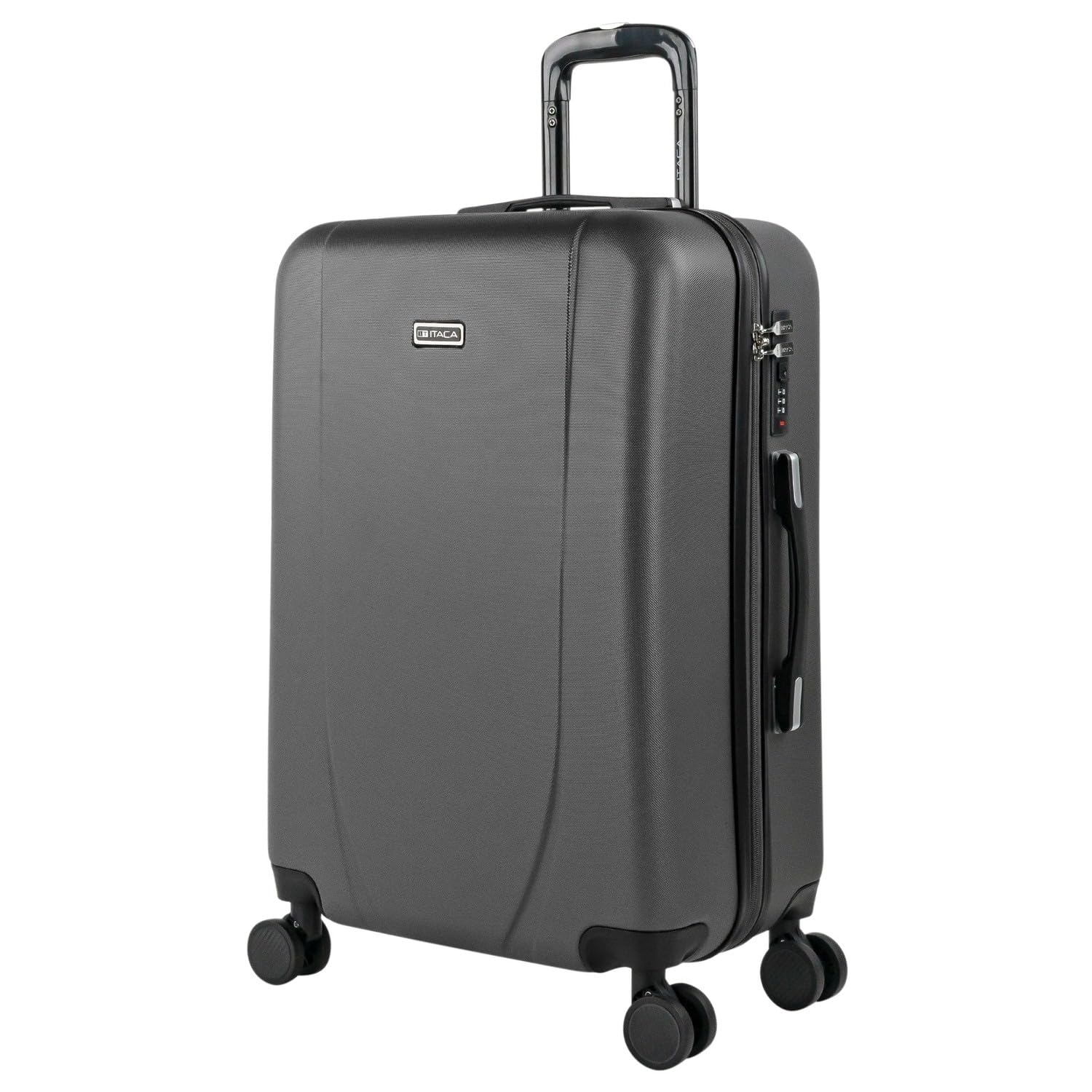 ITACA - Maleta Mediana 55x40x20 de Viaje rígidas Trolley con 4 Ruedas Dobles para Avion Ligera Equipaje de Mano candado de combinación., Antracita