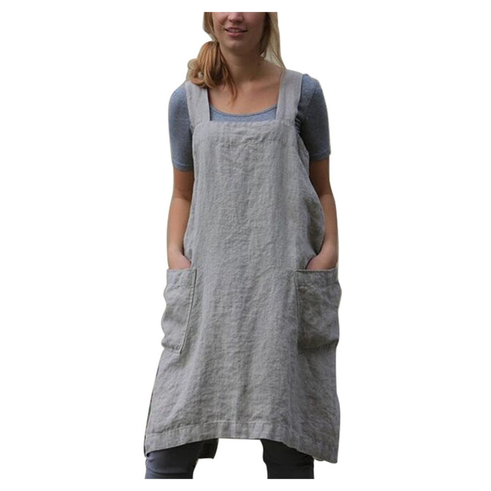 KAYLRE Delantal Cocina Cocina Delantales for Mujeres Hombres Algodón Lino Japón Estilo Vendaje Sólido Herramienta de Limpieza Cocina Cocina Delantales Plus Tamaño Delantal (Color : 3, Size : S)