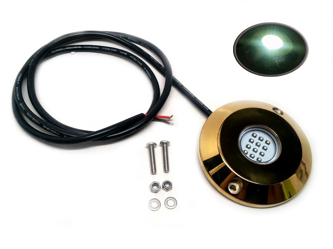 Pactrade Marine White Cree LED Underwater Light SS316 Gold Housing Surface Mount
