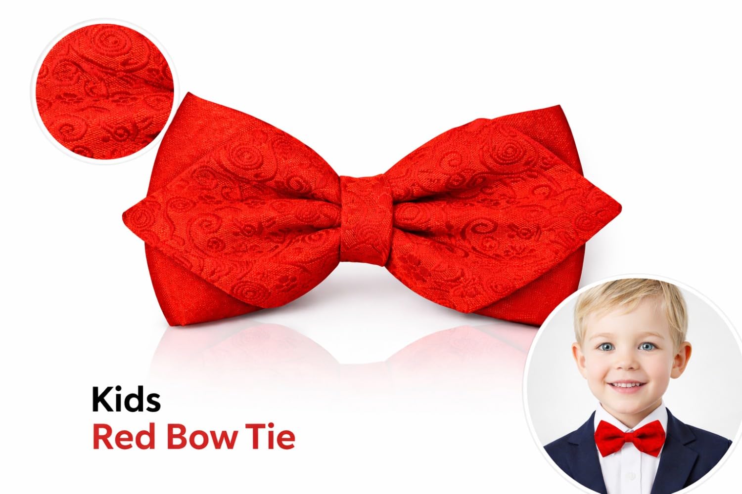 GOOD 1 STORE Kids Pre-tied Bow Tie for Boys, Formal & Casual Adjustable Diamond Design Bowtie Age 3-13 Years (Red) 2