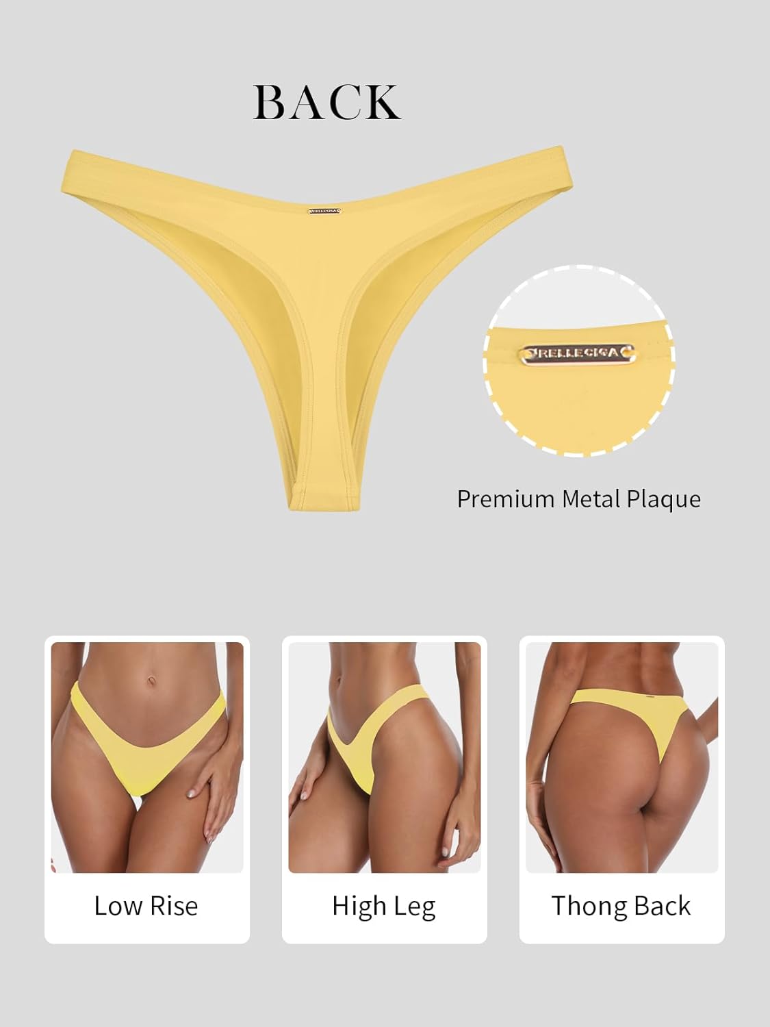 RELLECIGA Women's Thong Bikini Bottom Brazilian High Leg Bathing Suit Bottom - Image 3