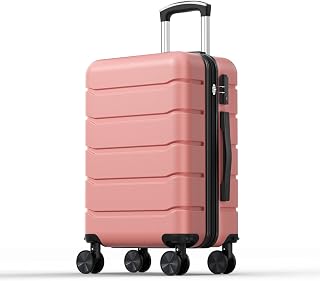 20 Inch Carry on Luggage, Hard Shell Suitcase, Pink