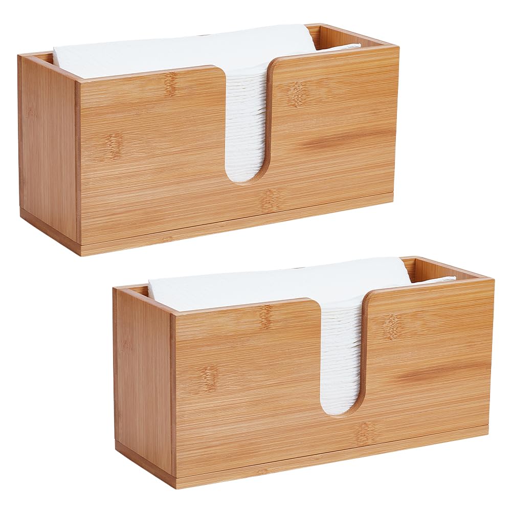 UNICRAFTALE 2 soportes de madera para toallas de papel, dispensador de toallas de papel de baño, dispensadores de servilletas para el hogar, servilleteros plegados para inodoro, cocina, oficina, 27,5