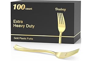 Durable Gold Glitter Forks: 100-Count Premium Plastic Disposable Cutlery