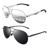 Premium Al-Mg Alloy Pilot Polarized Sunglasses Bundle with Metal Pilot Sunglasses