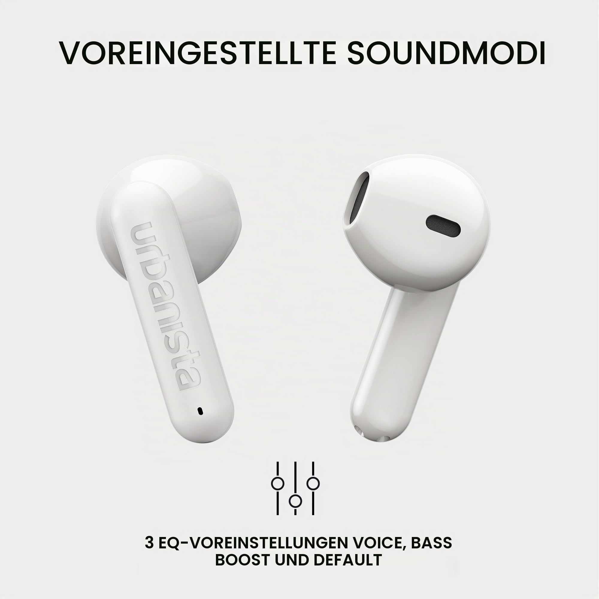 Urbanista Austin 2 True Wireless Earbuds - Kabellose Bluetooth 6.0 In-Ear Kopfhörer mit Multipoint-Verbindung, 25h Akku, ENC Mikrofon für Anrufe, IPX4 Wasserfest & Touch-Steuerung - Weiß