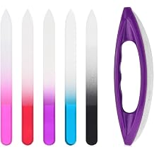 KADS 5Pcs Nail Glass Files Crystal Fingernail File & Nail Chamois Buffer for Filing, Shaping, Buffing Nails Nail Manicure Tool