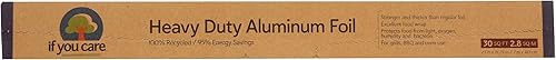 If You Care Rollo de papel de aluminio resistente, 30 pies cuadrados, plateado