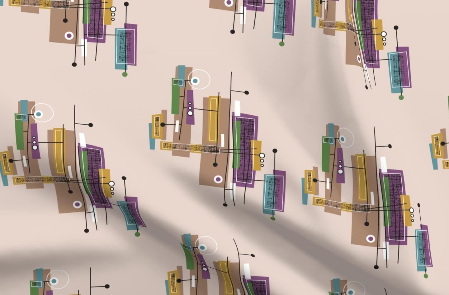 Spoonflower Fabric - Retro Vintage Mid Century Modern Printed on Petal Signature Cotton Fabric Fat Quarter - Sewing Quilting Apparel Crafts Decor