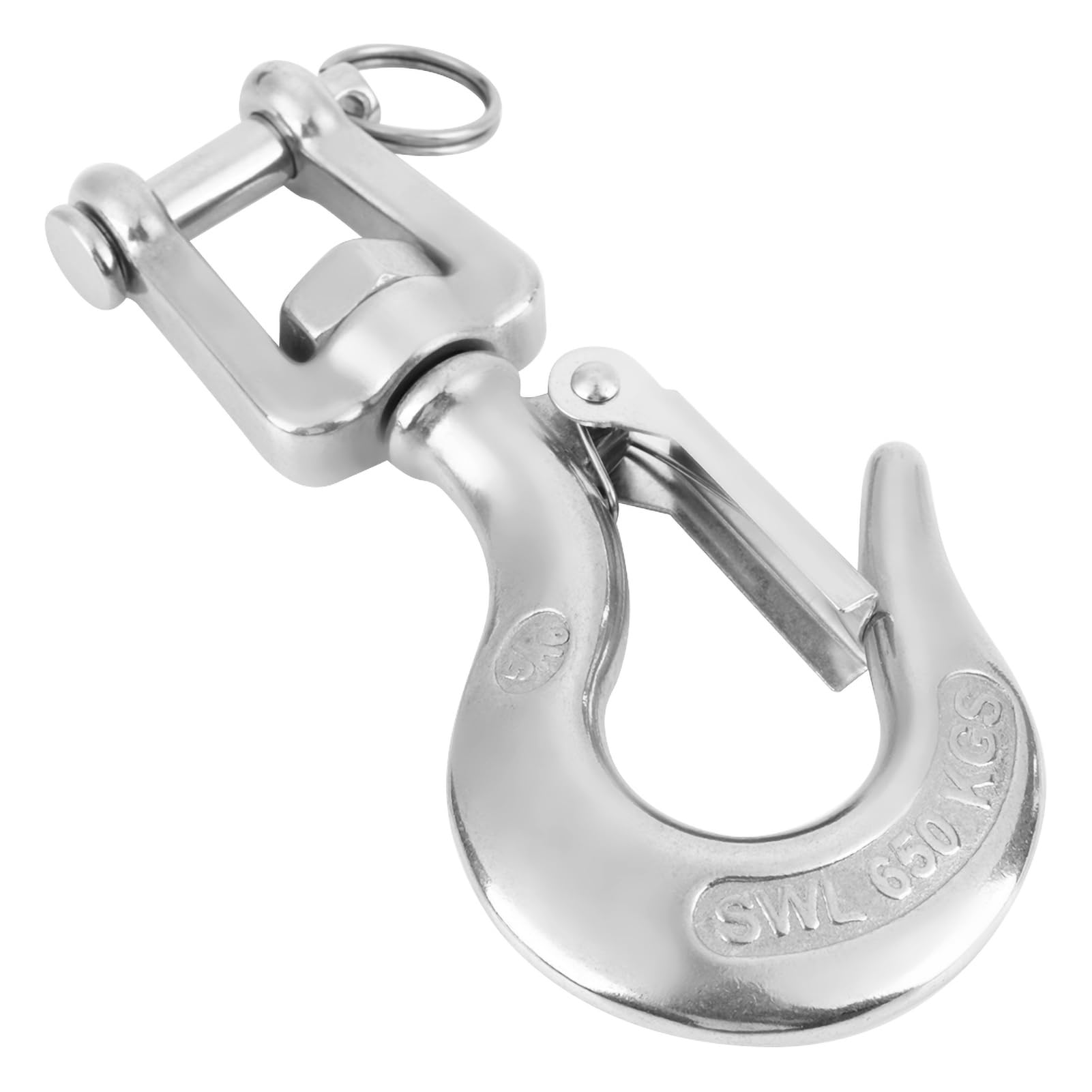 304 Stainless Steel Lifting Hook with for Rigging Accessories and Machinery 650KG Capacity Heavy Duty 360-Degree Rotating Lifting Hook (650kg)