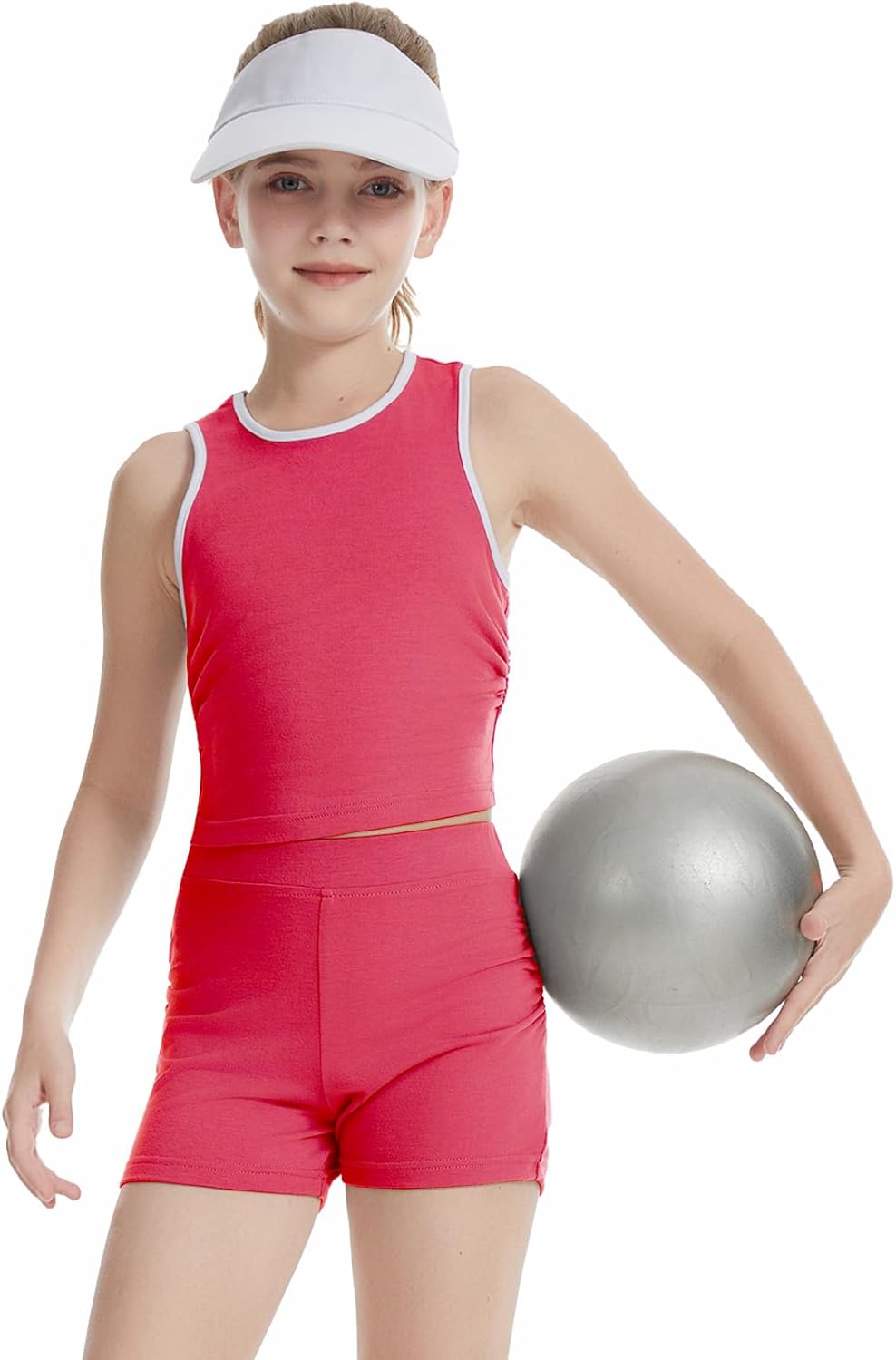 Summer Outfits For Girls Crop Athletic Tank Top and Workout Shorts Teen Color Block Matching Sets