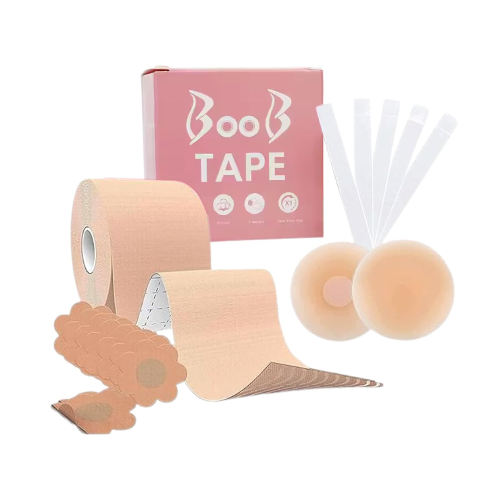 Women Cotton Spandex Boob Tape Fashion Body Breast Lift Tape for Bra Multipurpose Beige