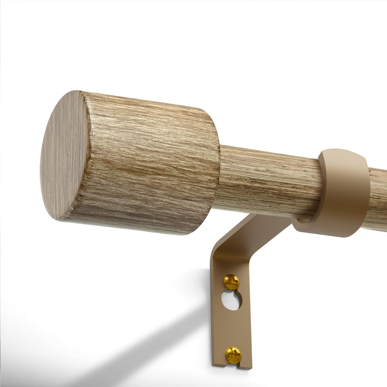 Boho Weathered Wood Curtain Rods for Windows 72 to 144 inch 1" Adjustable Heavy Duty Curtain Rod with Handmade Wood Grain Design Decorative Drapery Rods for Living Room Bedroom Outdoor