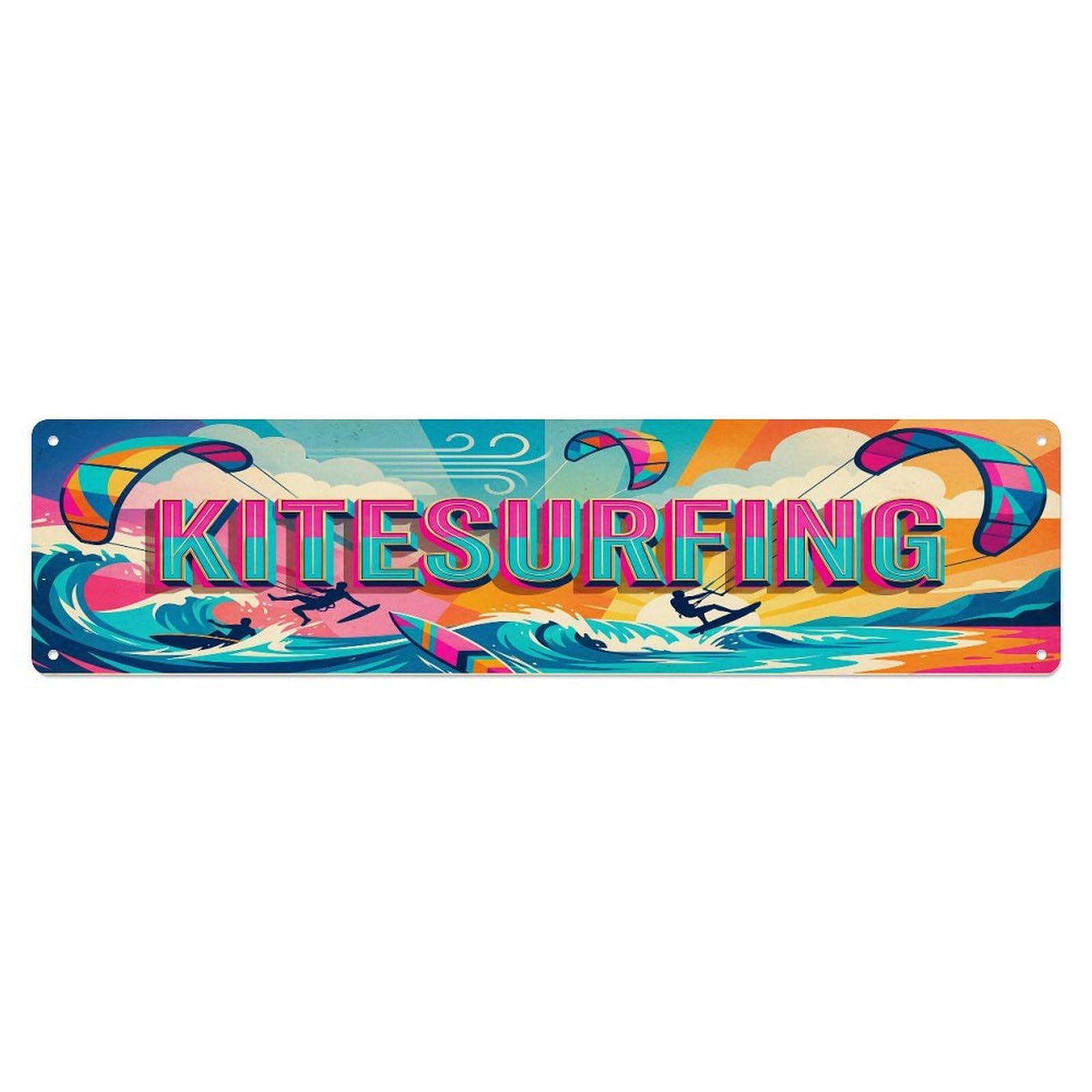 Cmhok Vintage Style Vintage Kitesurfing Outdoor Activity Sports Metal Tin Sign Wall Decor For Cafe, Club, Garden Metal Poster 4X16inch