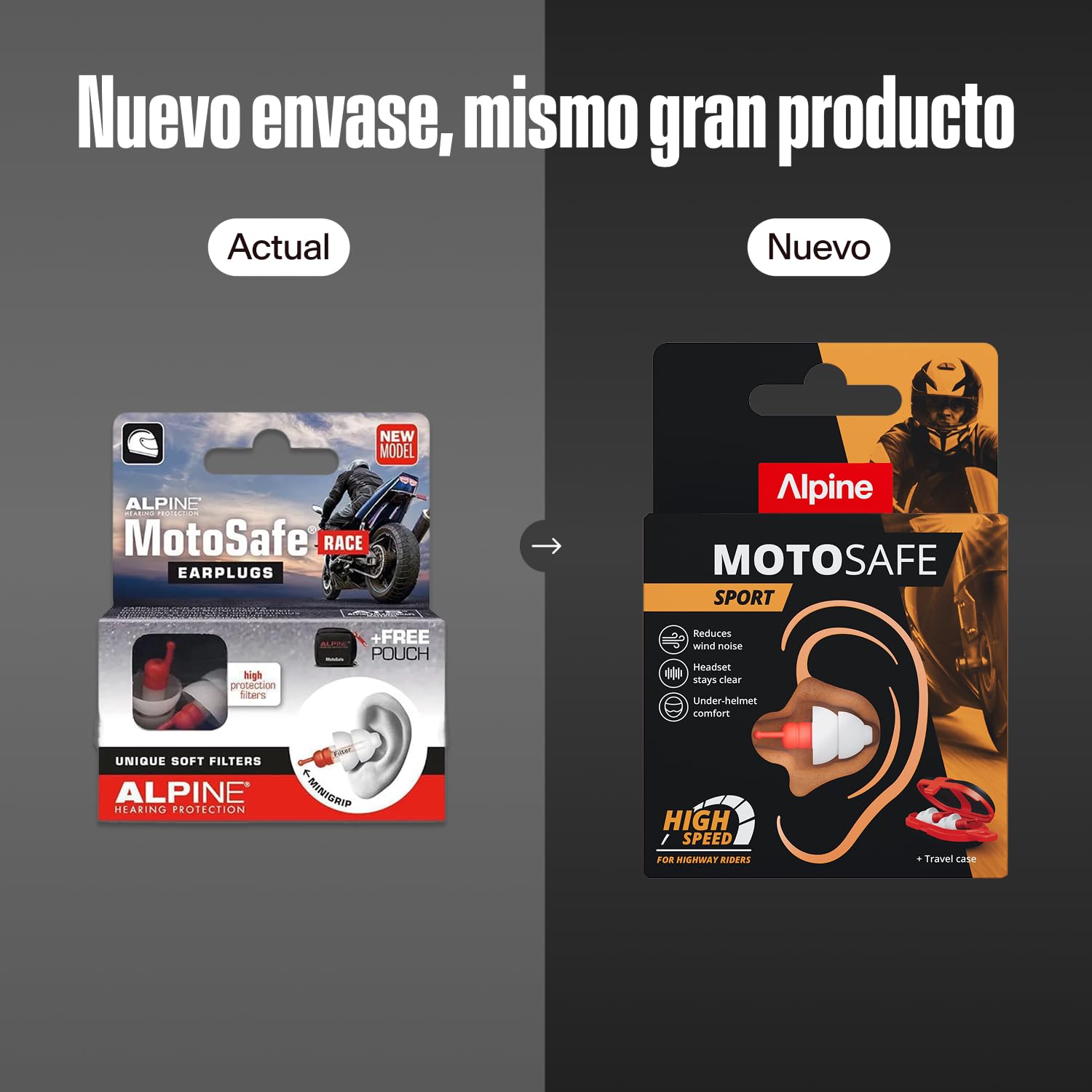 Alpine MotoSafe Sport Tapones para los Oídos - Tapones para Carreras - Evita Daños Auditivos durante la Práctica del Motociclismo - El Tráfico sigue siendo Audible - Tapones Reutilizables