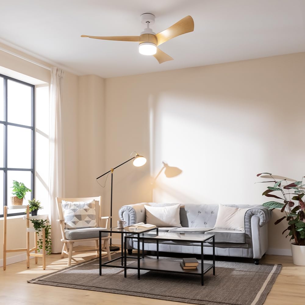 Cecotec - Deckenventilatoren mit Licht EnergySilence Aero 5280 LightWood, 40W, Durchmesser 132 cm, DC-Motor, Fernbedienung, 18W LED-Licht, programmierbarer Timer, Wintersommermodus