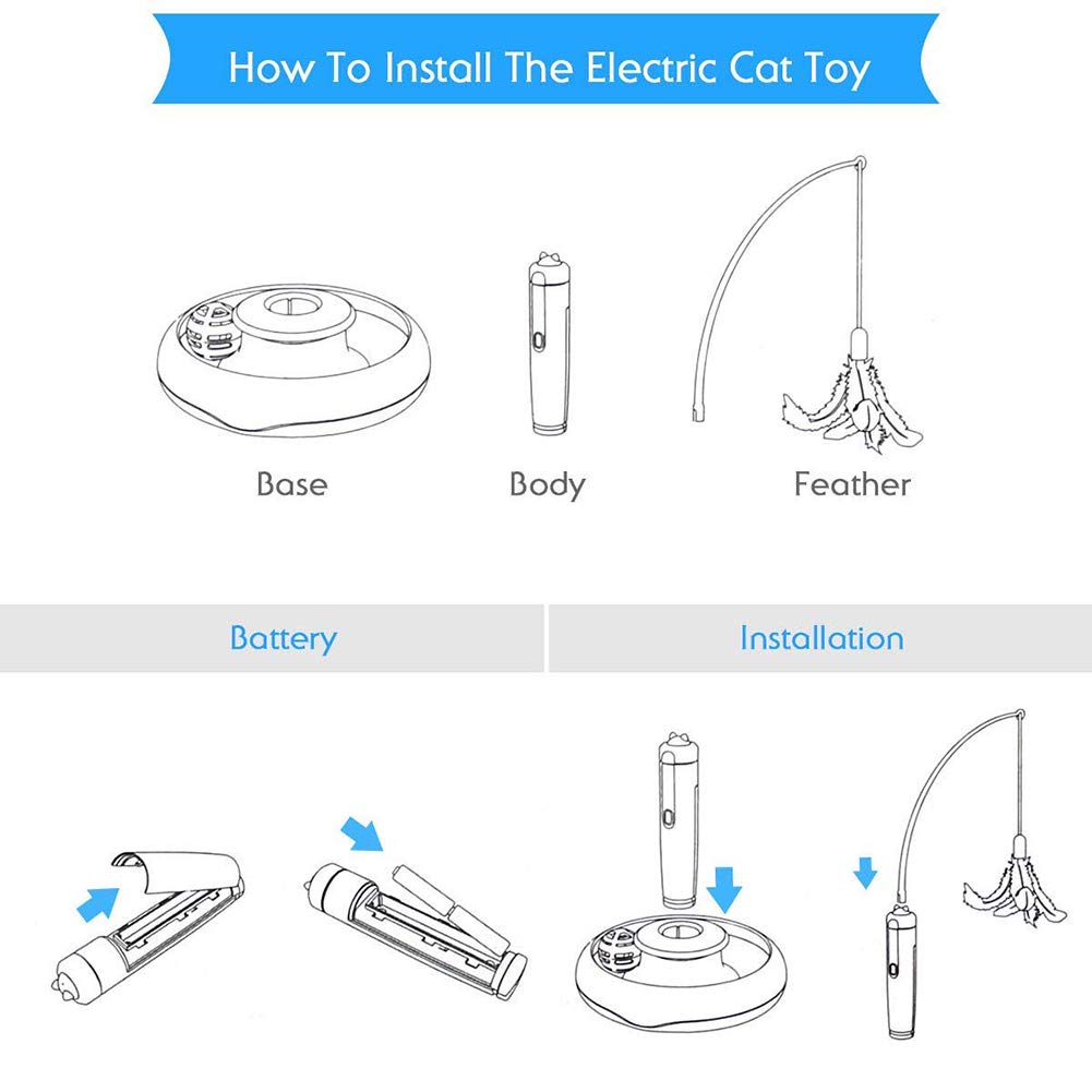 Jouet Interactif D'intérieur Pour Chat Jouets Électriques De Plumes De Chat Avec Plume Rotative À 360 ° Et Boule De Sonnerie Bâton De Chat De Taquinerie Automatique Pour La Chasse Au Chaton Chat