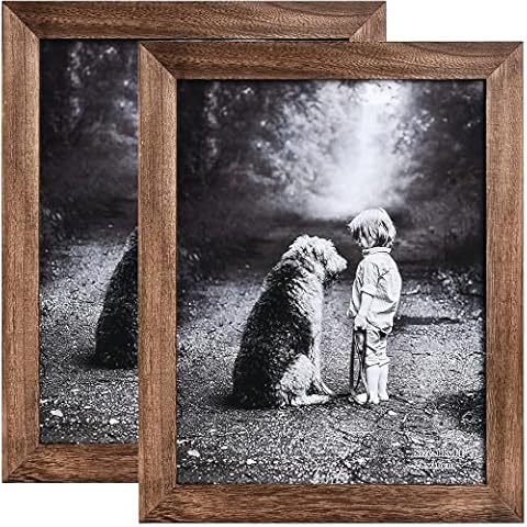 Yaetm-11x14 Picture Frame, Natural Solid Wood Photo Frame Display for Wall Mounting, High Definition Glass Carbonized Black(2 Pack) Cover