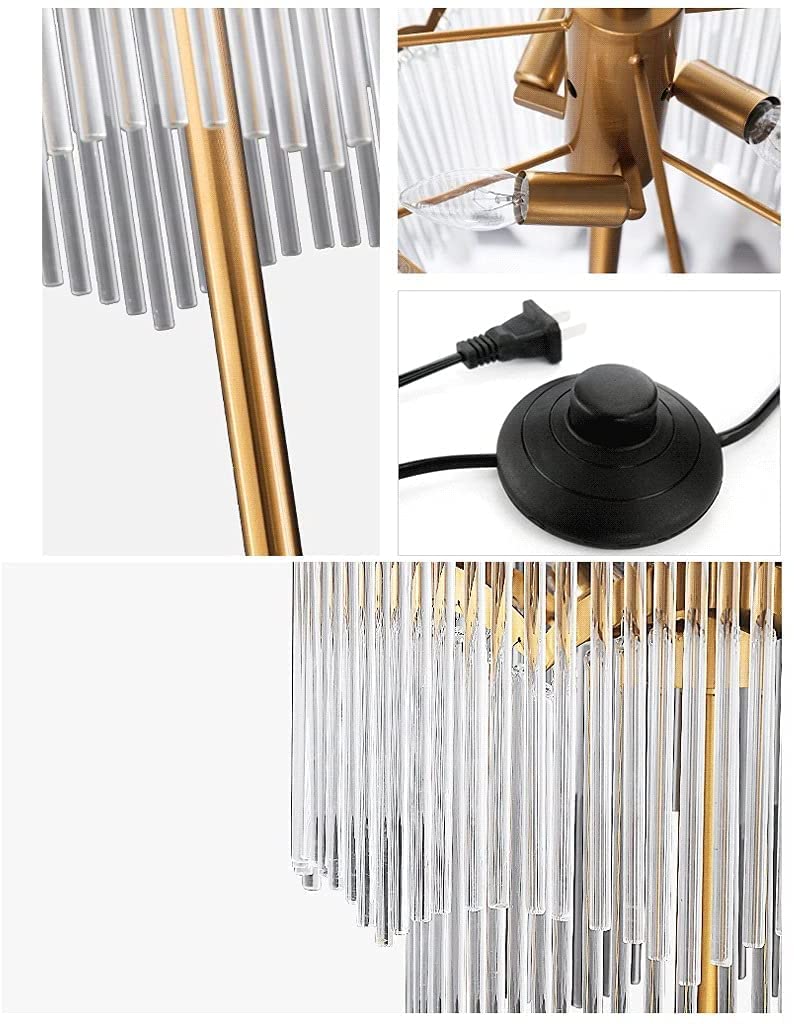 Stojące wysokie lampy Nowoczesna lampa podłogowa Kryształowa lampa stojąca 62,9 cala Lampy podłogowe z marmurową podstawą Wysoka lampa, 3 światła do salonu Sypialnia Lampka do czytania