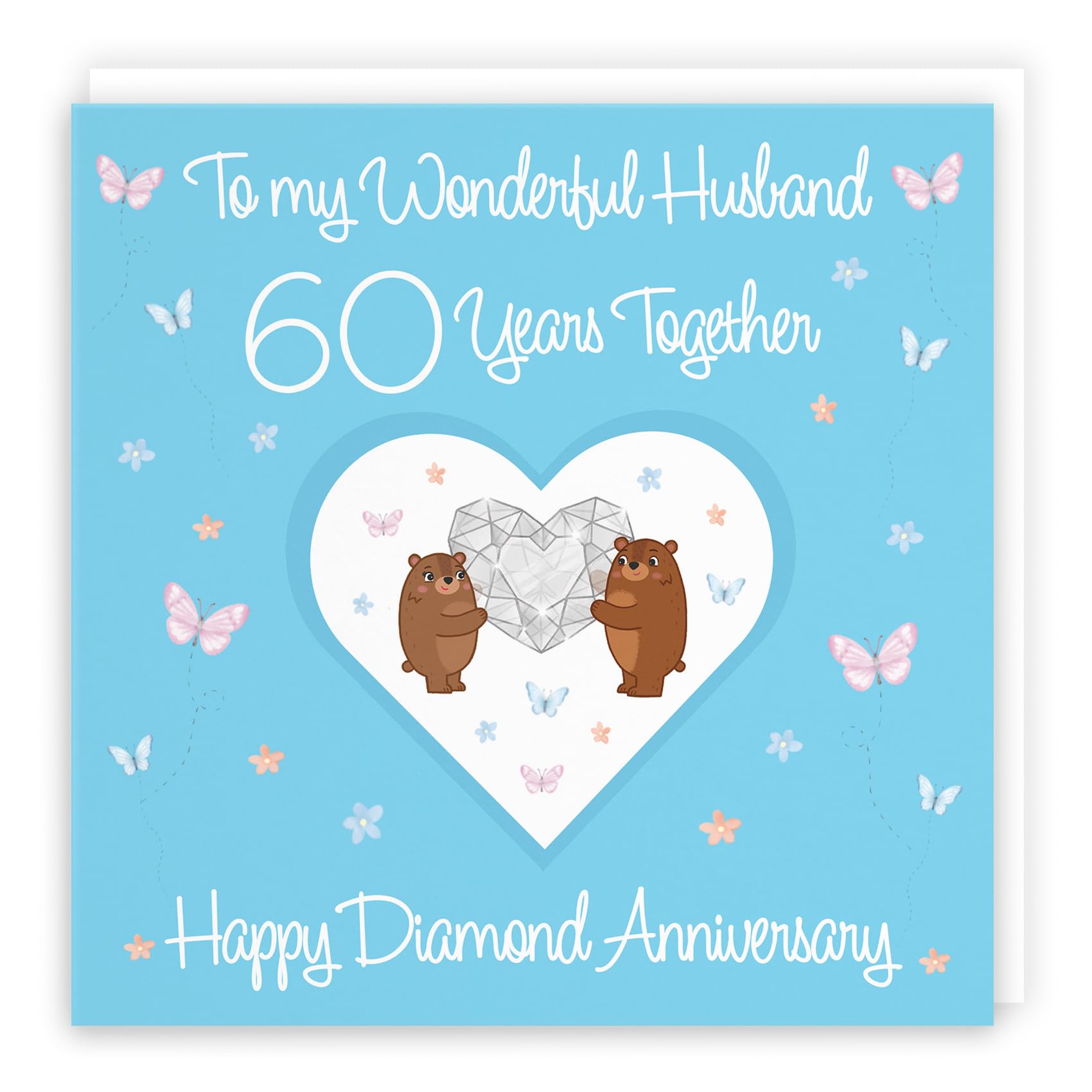 Hunts England, Husband 60th Anniversary Card, 60 Years, Diamond Anniversary, Romantic Meadows, Fun Card