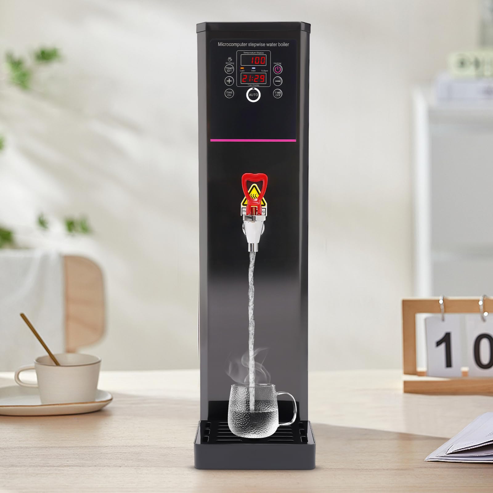 Step-Heating Commercial Hot Water Dispenser, 3000W Electric Water Boiler Machine for Hotel, Restaurant, Office, Cooking Tea|Coffee|Milk Tea, 20L/5.28Gal Capacity For 60-100 people, Black