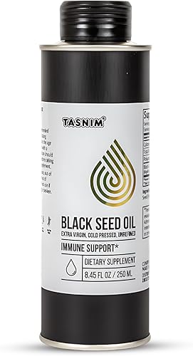 Tasnim Aceite de semilla negra etíope - Aceite de semilla negra prensado en frío para apoyo inmunológico, salud de la piel y el cabello - Aceite de