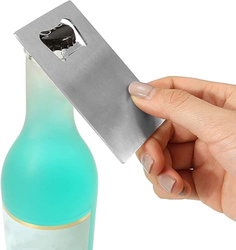 Miniatura 2 de TOPTIE Abridores de botellas de tarjetas de crédito personalizables 12 unidades con grabado láser de acero inoxidable se adapta a la cartera