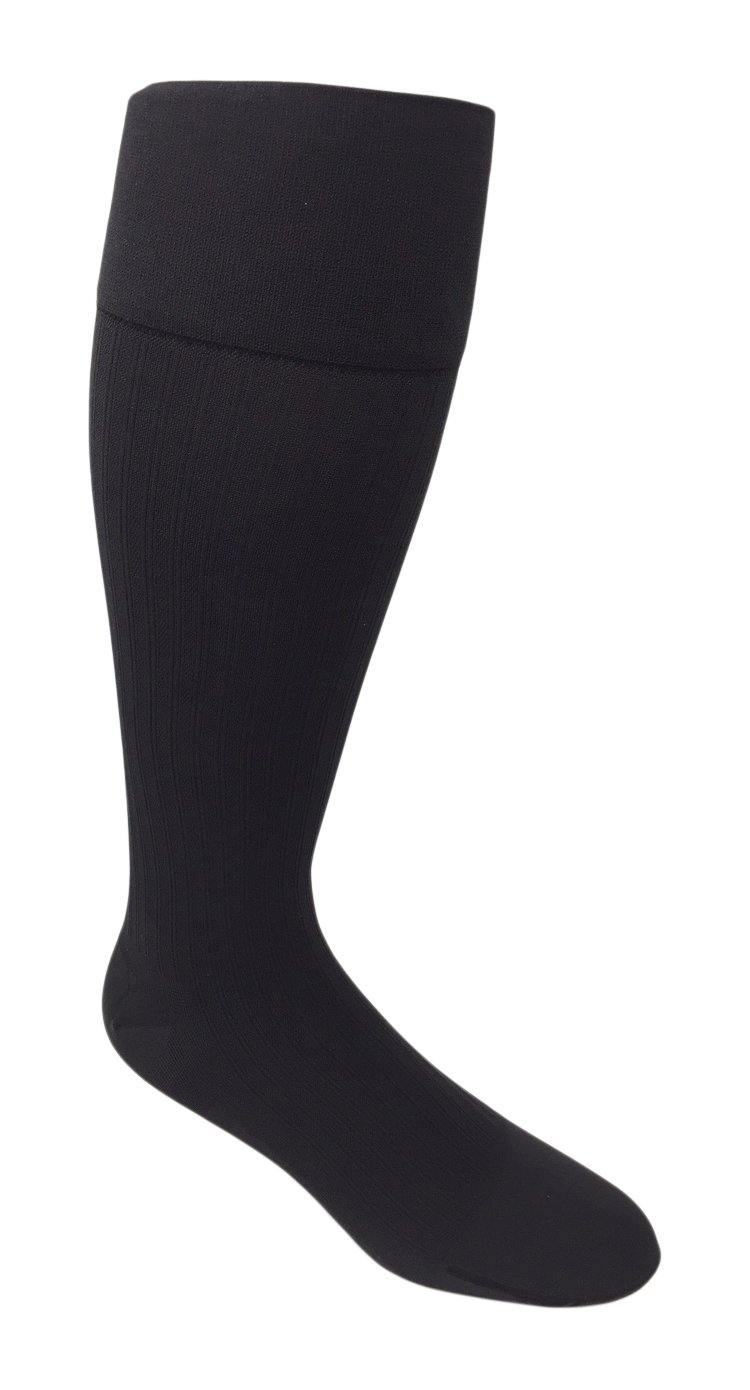 JOBST forMen Ambition Knee High with SoftFit Technology Band, 20-30 mmHg Ribbed Dress Compression Socks, Closed Toe, 1 Regular, Grey