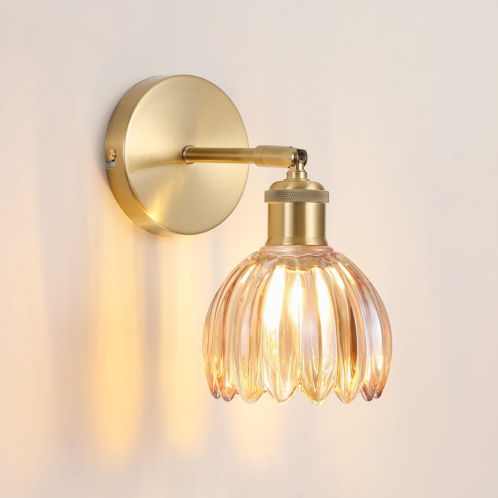 Lámpara de Pared de Vidrio, Base E27 (bombilla no incluida), Dorado 4800259