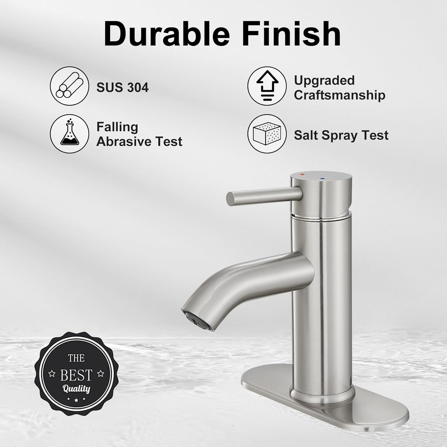 Brushed Nickel Single Handle Bathroom Faucet with Pop-up Drain