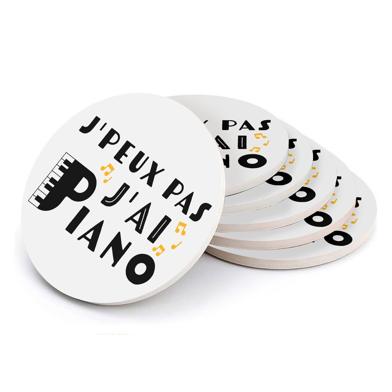 Sous verre ronds en céramique anti tache table Piano Chopin 108mm
