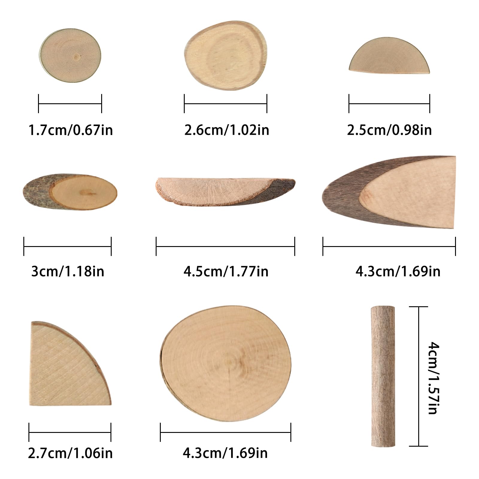 Luabue 167Pcs Wood Slices for Crafts 2-5cm Small Wooden Discs Unfinished Log Wooden Circles Wood Sticks for Crafting Pine Cones Branches Twigs Craft Kit with Paints Brushes for Classroom Art Project - Image 4