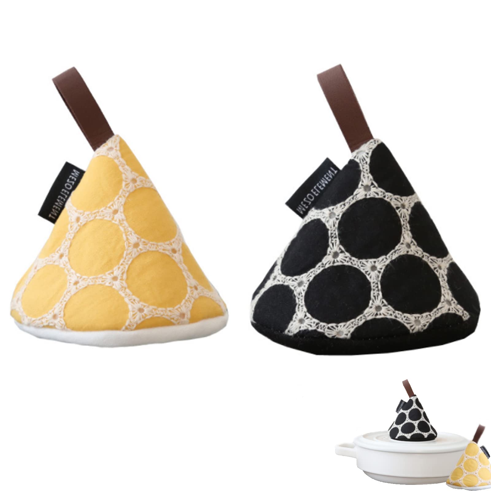 Guanti Da Forno Mini - 2 Pezzi, Cotone, Antiscottatura - Giallo E Nero - Foto 2