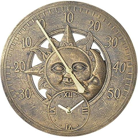 Trintion Vintage Bronze Garden Thermometer Clock Cover