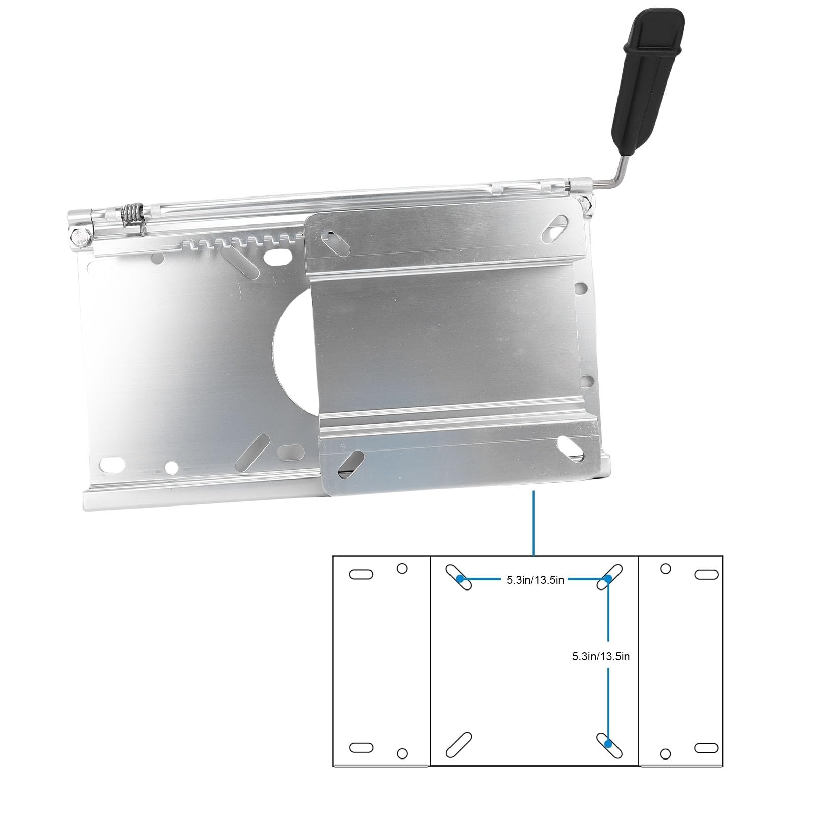 Rail Coulissant de Siège de Bateau, Support de Siège Marin en Alliage D'aluminium avec Trous Pré-percés pour Bases de Piédestal de 5,3 X 5,3 Pouces, Plage Coulissante Réglable