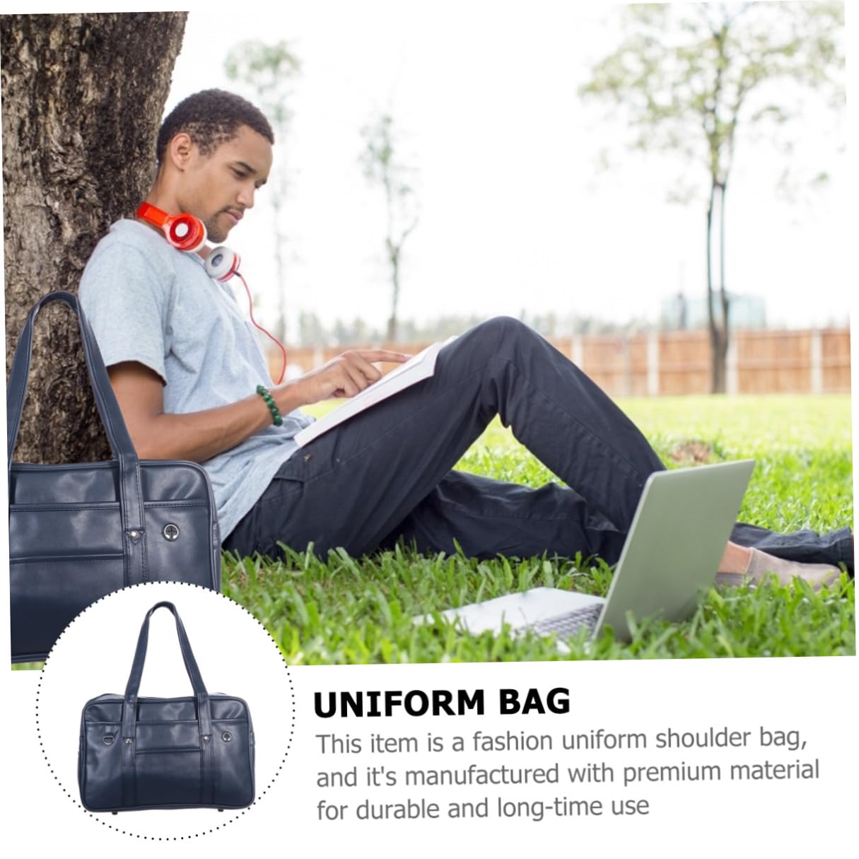 Sosoport Borsa a Tracolla Leggera e Facile da Trasportare Grande Design Semplice e in Pu per Laptop e Libri, Grande Design Semplice e per Studenti Giapponesi e Impiego D'ufficio