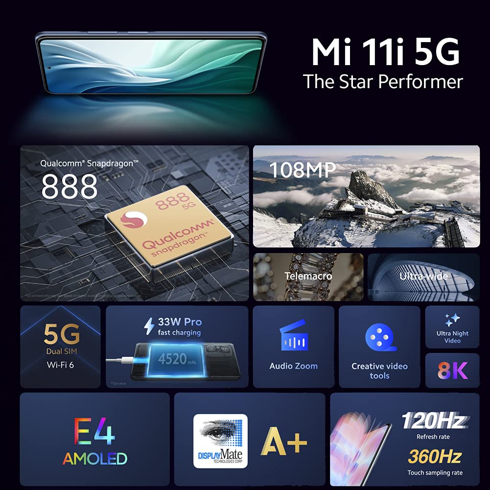 Xiaomi Mi11i 8gb/128gb シルバー Xiaomi Mi 11i 5G Dual SIM Celestial Silver 256GB and 8GB RAM
