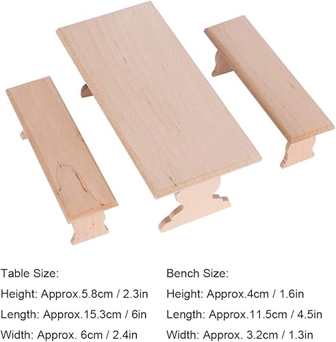 Miniatura 7 de Keenso 112 Casa de muñecas Miniatura Muebles de Madera Mesa Banco Modelo Modelo Accesorio