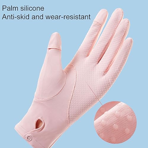Miniatura 4 de 1 par de guantes de ciclismo antideslizantes de silicona con puños de botones, guantes finos de malla de seda de hielo para mujer, guantes de