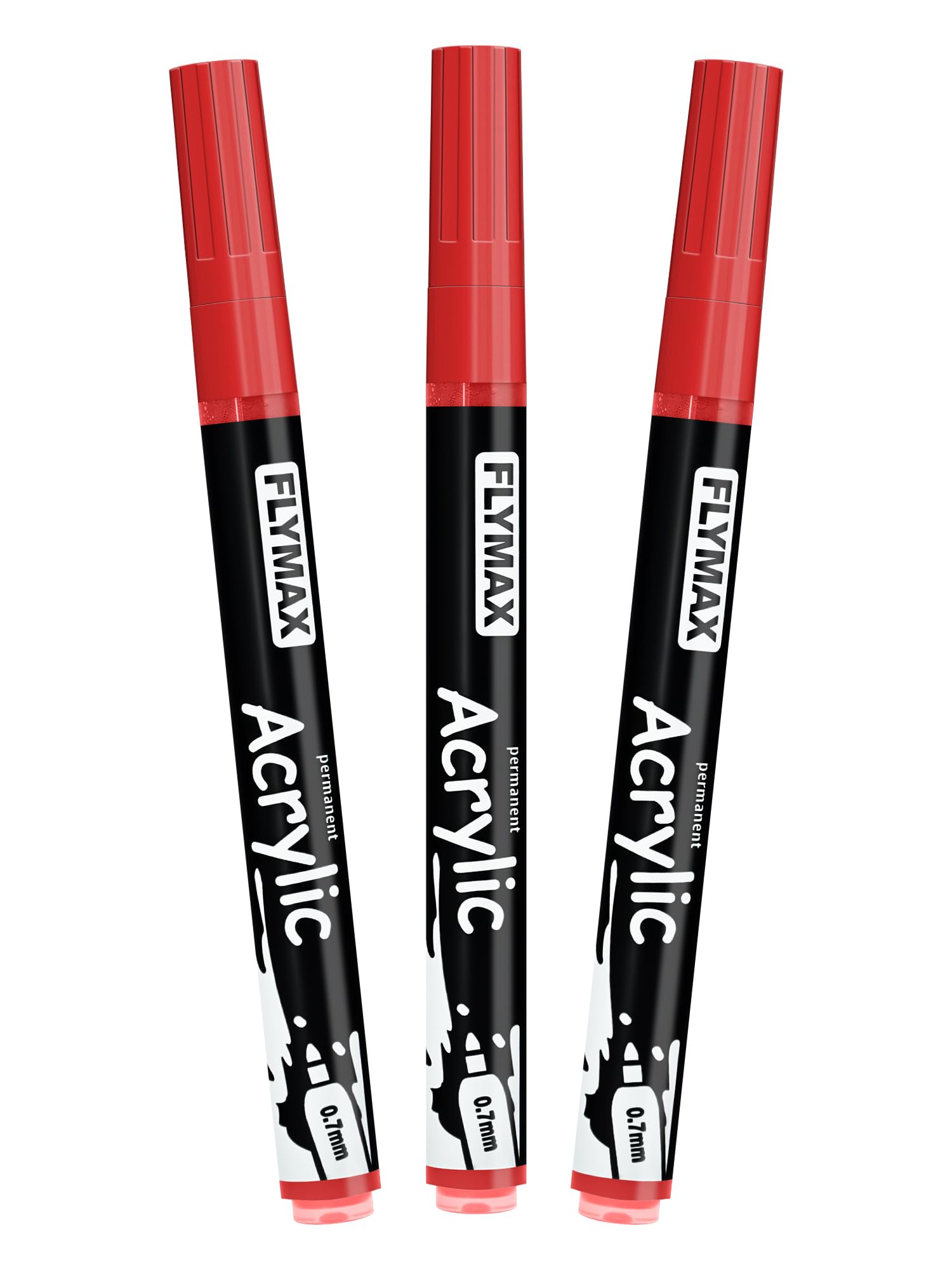 Rotulador Acrilico Rojo 0,7 mm – Marcador Permanente Pintura Acrílica Rojo, Indeleble, Punta fina, Impermeables, De secado rápido (Paquete de 3)