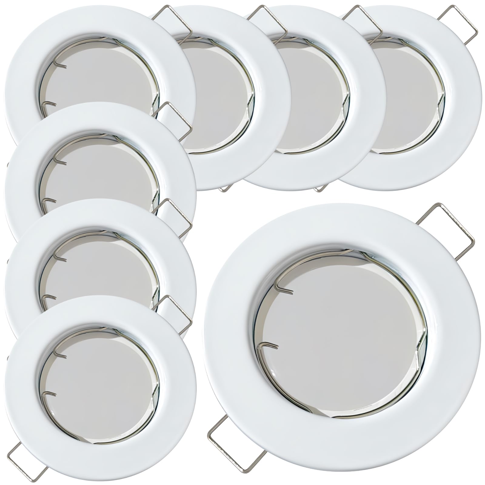 8 Stück flacher LED Einbaustrahler Lotta 230V 5W Dimmbar Neutralweiß 4000K | LED Modul mit Milchglas | IP20 | Farbe: Weiß | Kompakte Einbauleuchte für Wohnbereich & Flur