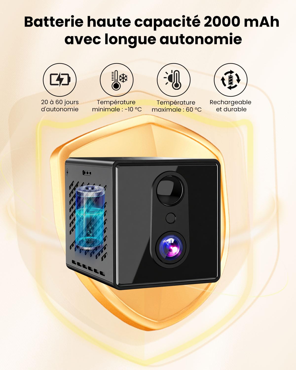 Mini Caméra Espion Sans Fil, 4K Caméra WiFi Intérieur 5G & 2.4GHz, Détection de Mouvement, Vision Nocturne, Batterie 2000 mAh Ultra Longue Autonomie, Stockage Cloud Gratuit, Carte SD, Idéale pour Ma
