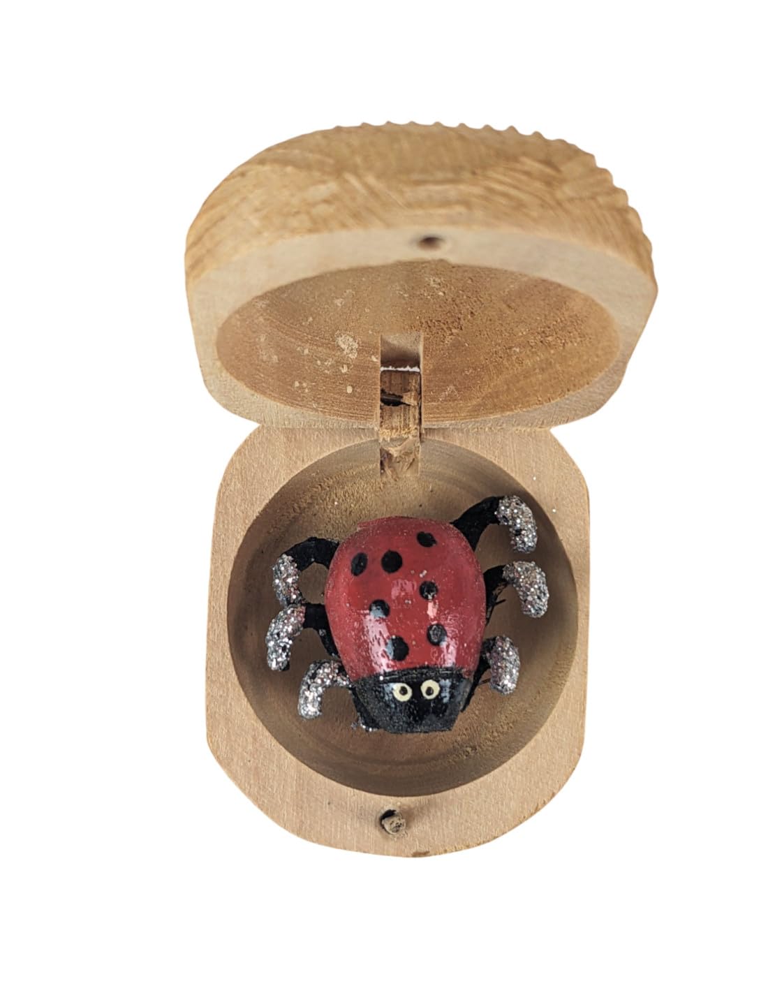3 scatoline coccinelle portafortuna in legno