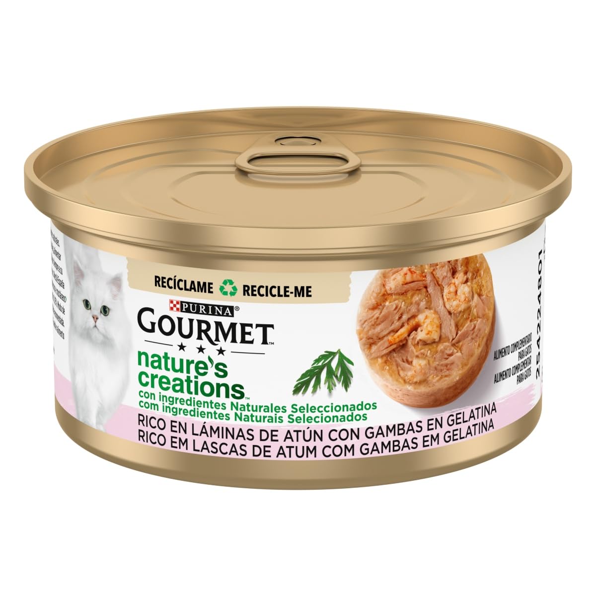 Gourmet Purina Nature's Creations Comida Húmeda para Gato con Atún y Gambas, Lata de 70g