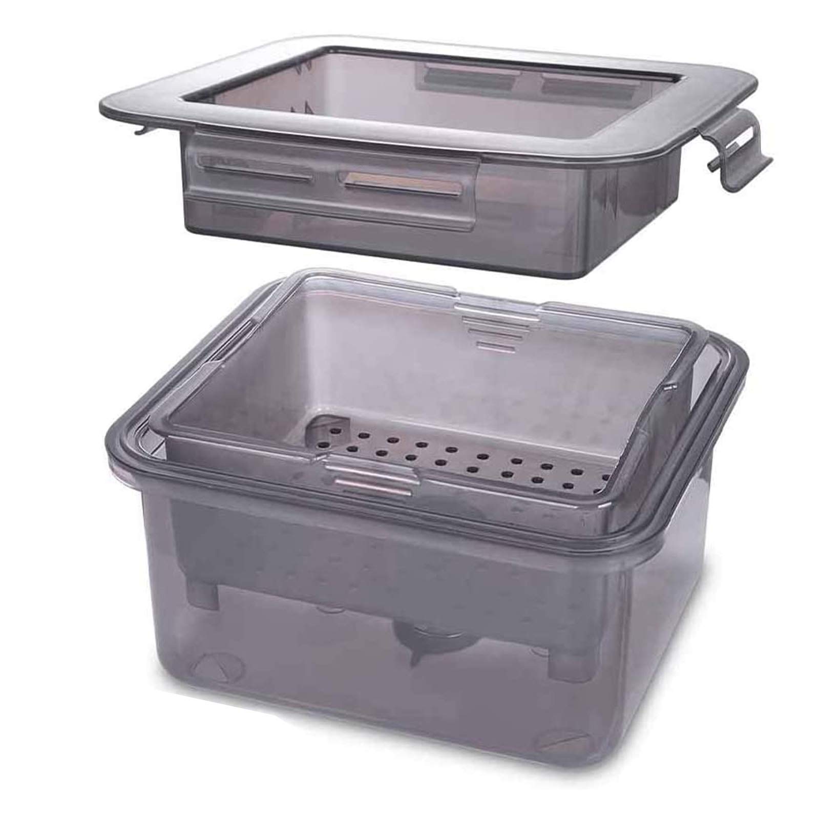 LuxBox Tofu Press, Tofu Press Maker with Water Collecting Tray, Middle Strainer & Top Lid, BPA Free Tofu Presser Built-in Drainage, Easy to Remove Water from Tofu for Delicious Taste (Grey), Gray